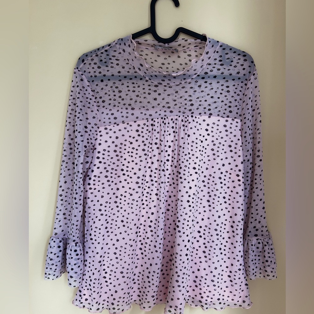 Beautiful lined Tulle blouse with polka dot design